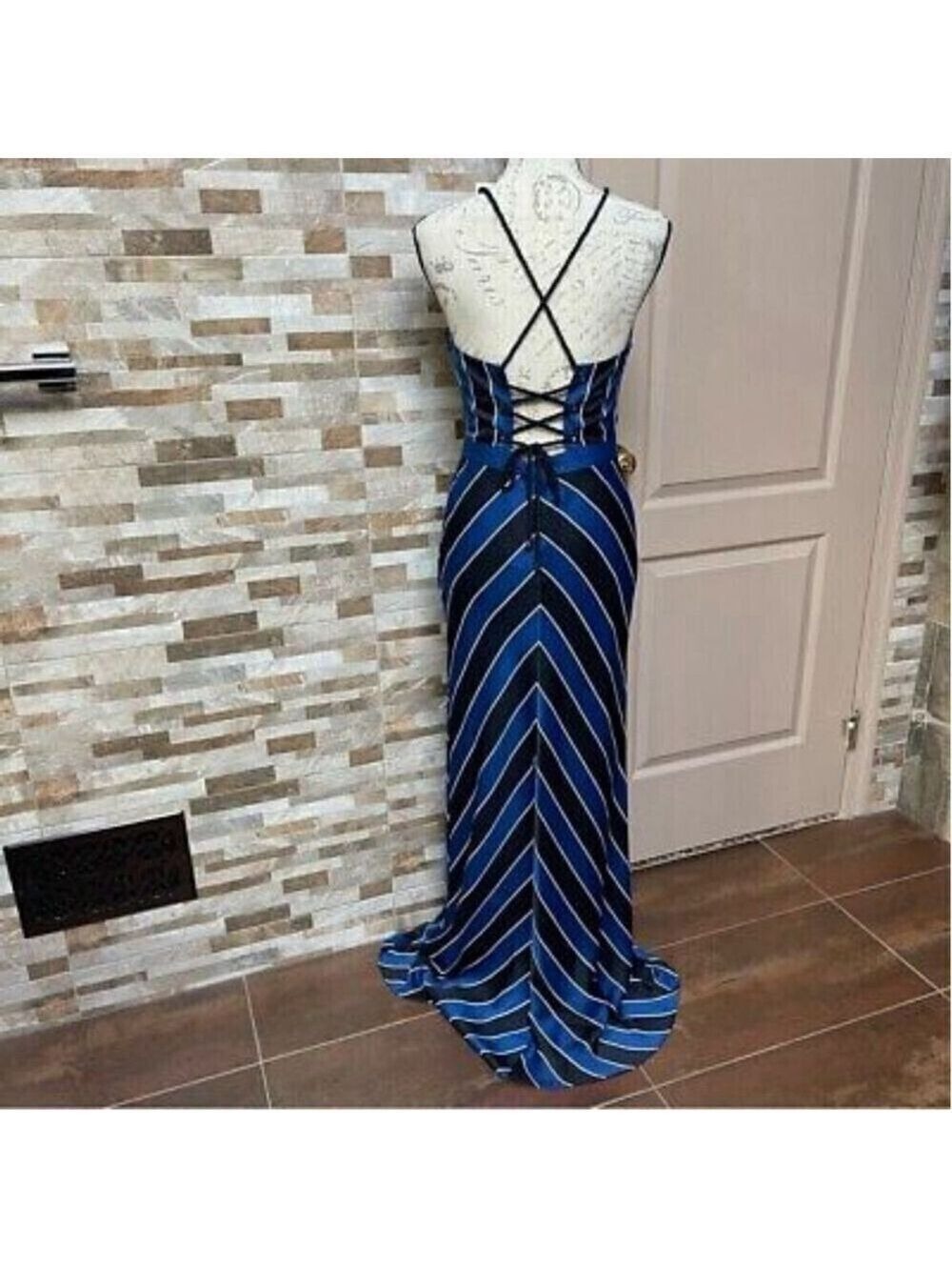 Guess Nautical Sailor Striped Rope Maxi Dress Sz 6 Resortwear Coastal Geometric - Picture 4 of 15
